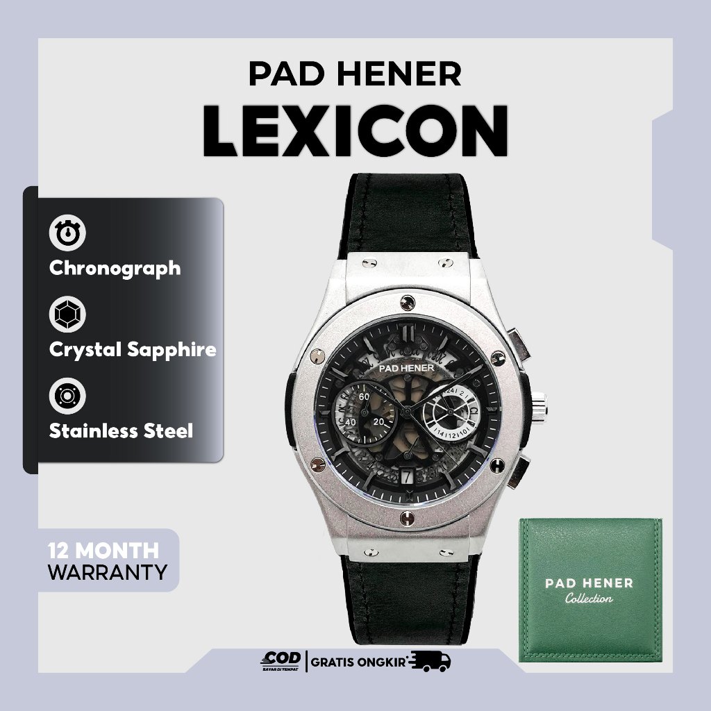 PAD HENER LEXICON Jam Tangan Heksagonal Analog Pria Original Tali Kulit Suede