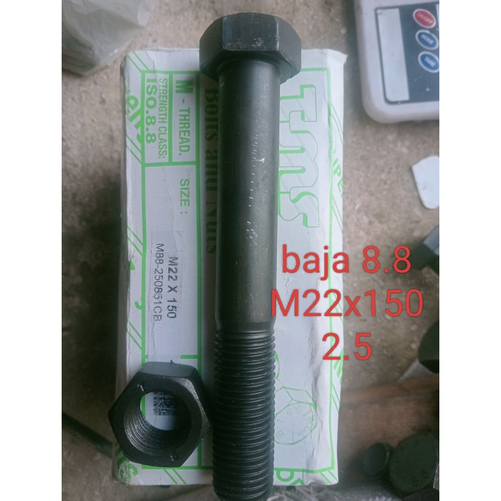 Baut mur/Mur baut baja 8.8 M22x150 2.5