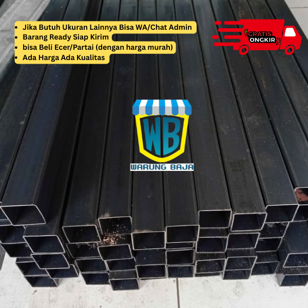 Hollow Hitam 20 x 40 x panjang 6 meter - holo hitam - besi murah - warung baja -  hollow hitam 20x40