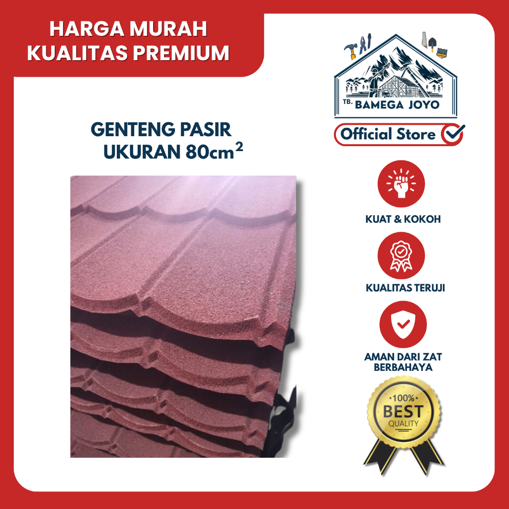 Genteng Pasir Metal Berpasir Anti Karat [80 cm] Genteng Metal Murah Minimalis Per Lembar