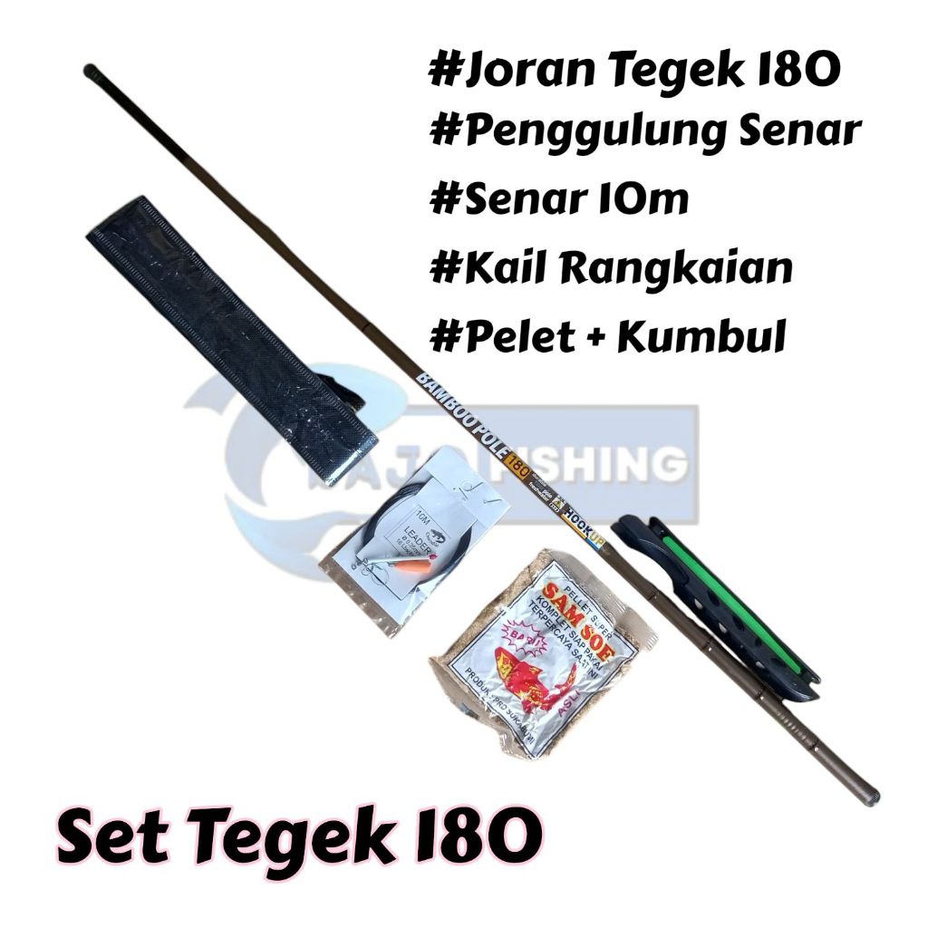 Set Pancing Tegek Pemula 180 cm Joran Tegek Siap Pakai