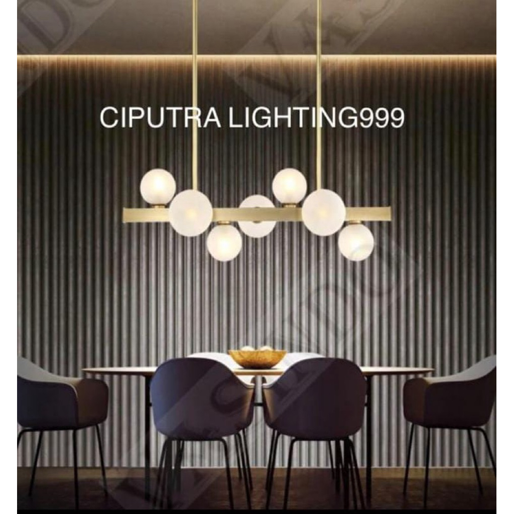 LAMPU GANTUNG HIAS MINIMALIS MODERN MEJA MAKAN 7 LAMPU ELEGAN