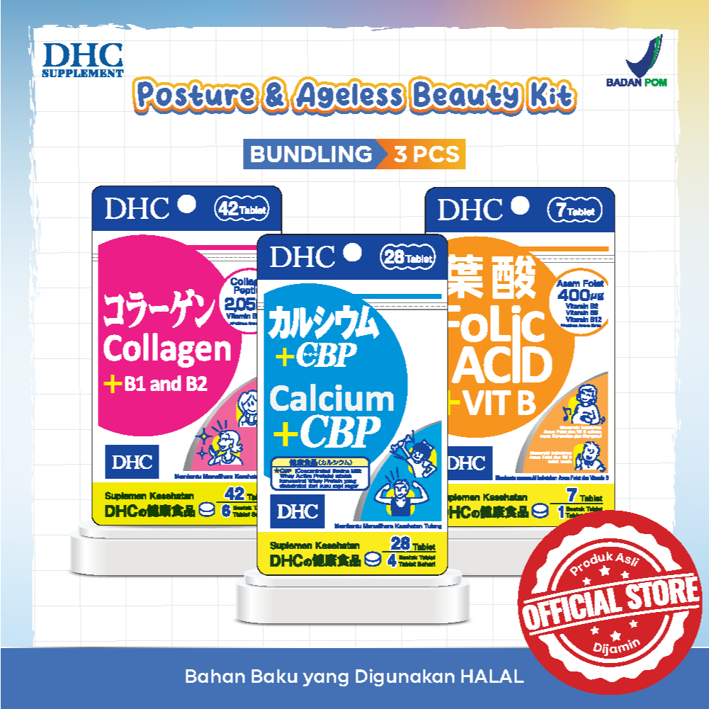 Paket Bundling DHC Collagen, DHC Calcium + CBP, DHC Folic Acid