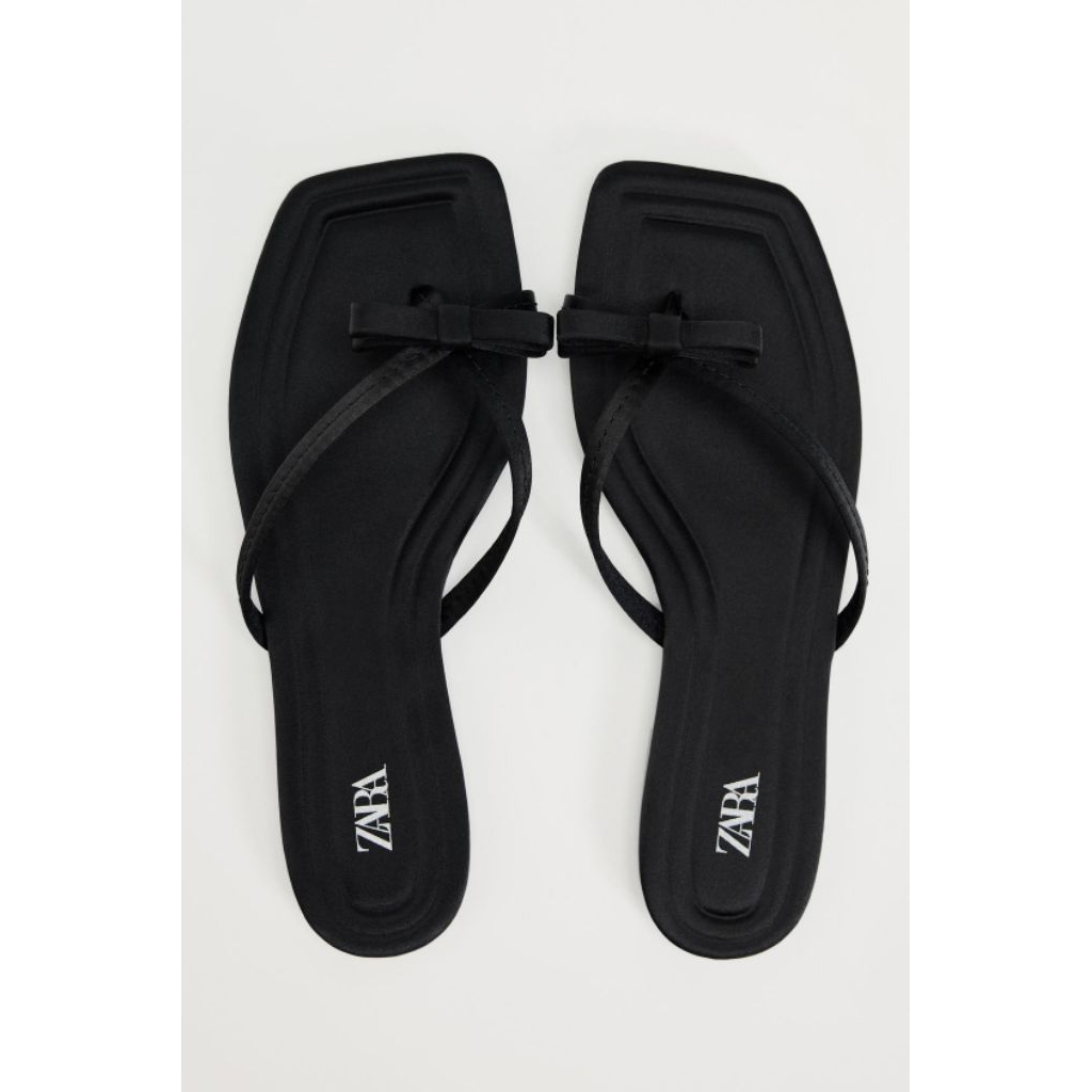 ZARA FLAT SANDAL BLACK WITH BOW