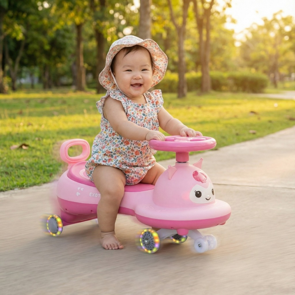 mainan anak | mainan anak tk | Swing Car Kuromi Musik Lampu Exotic ET-3103 Toys driver