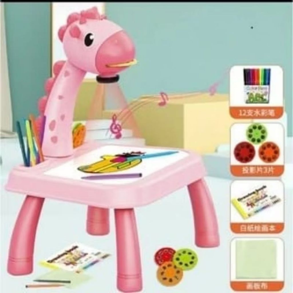 Mainan Montessori Jerapah Meja Gambar Belajar Anak Proyektor Edukasi/Mainan Meja Proyektor Jerapah M
