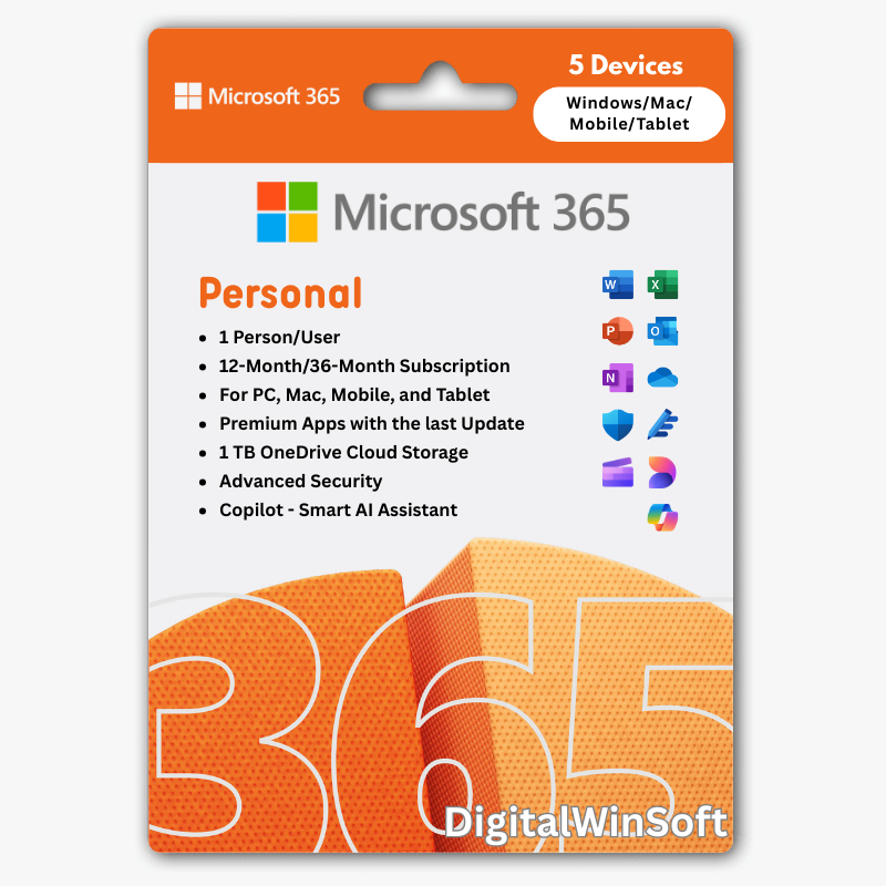 Micrsoft Offlce 365 Personal - Subscription Plans | 5 Device + 1 TB OneDrive | Original & Resmi