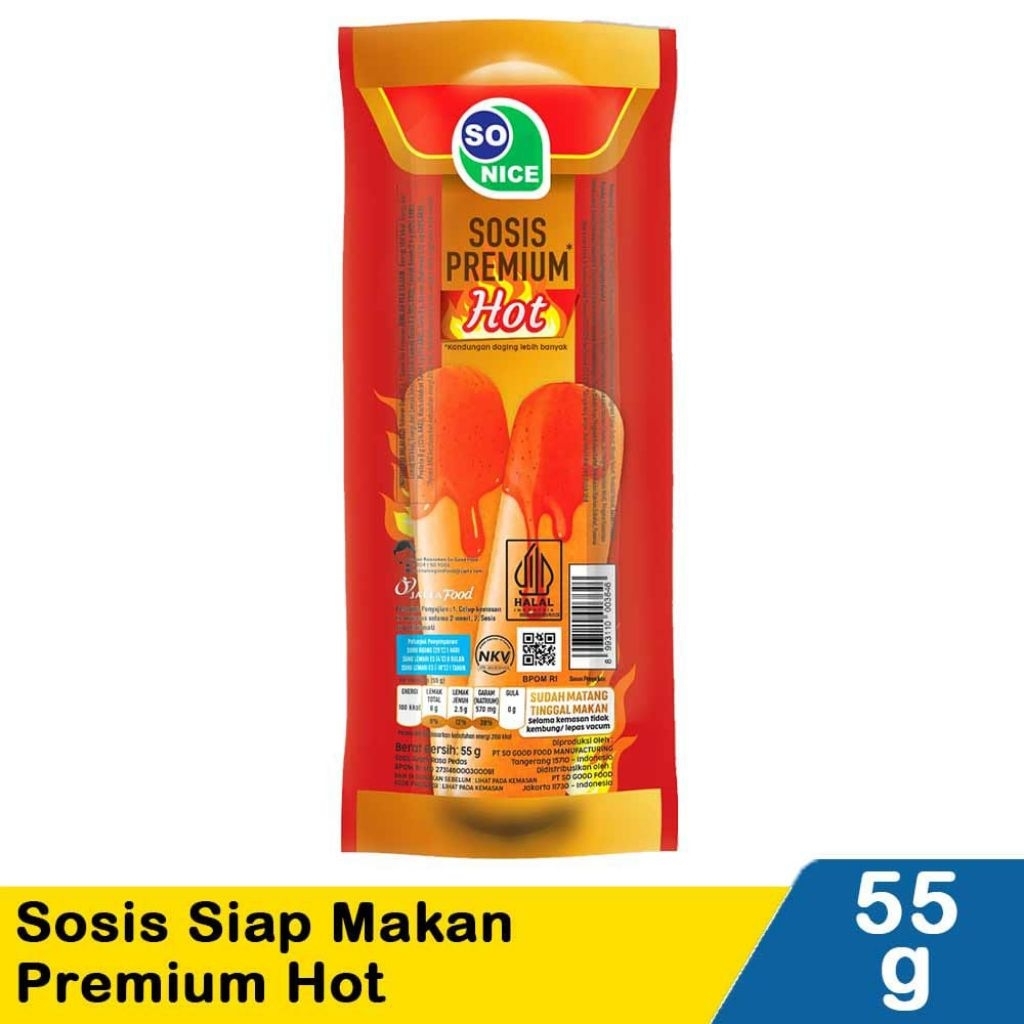 So Nice sosis Siap Makan Premium Hot 55g