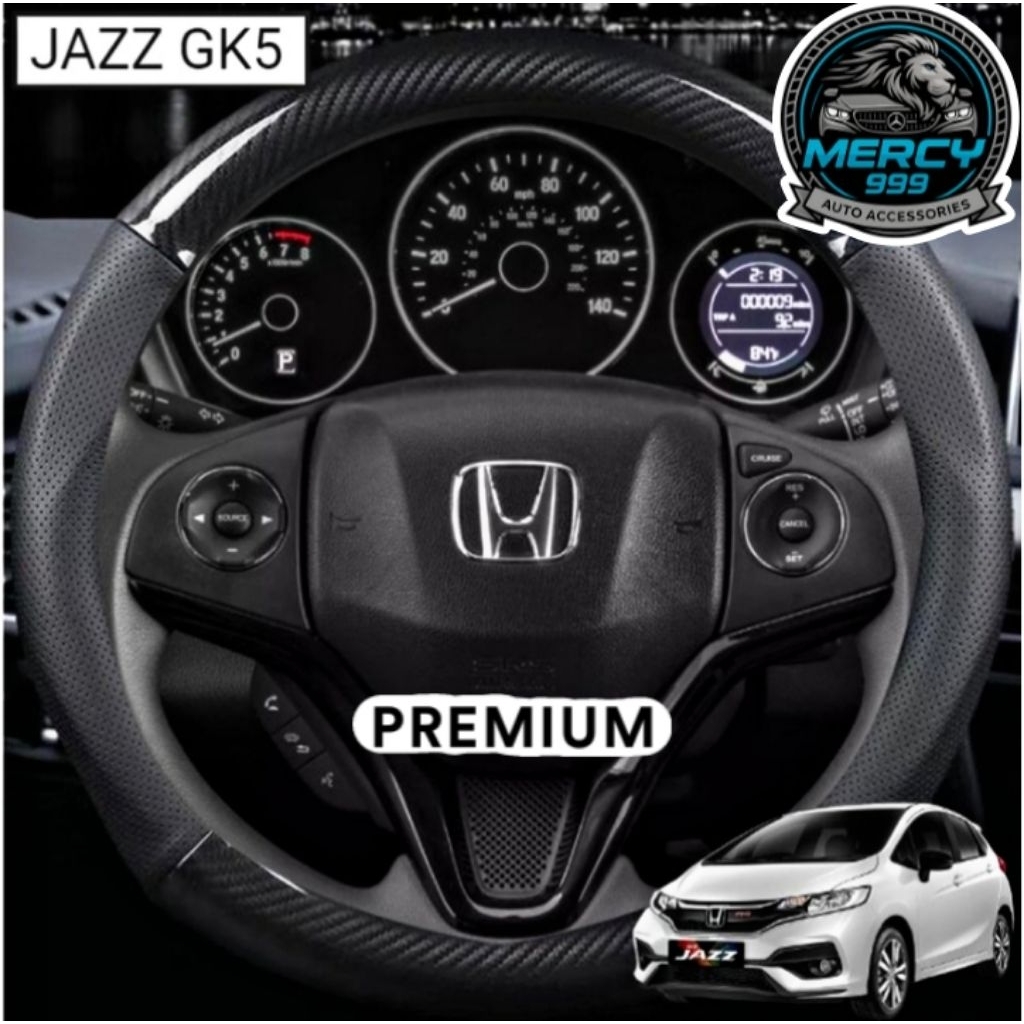 Cover Sarung Stir Setir Kulit Karbon Carbon Mobil HONDA JAZZ GK5 2017-2022 Premium