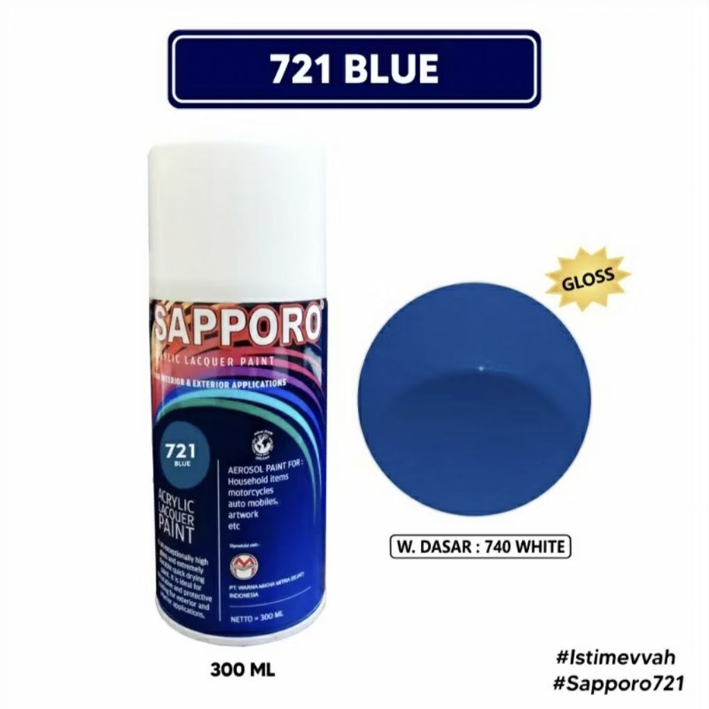 SAPPORO 721 BLUE CAT SEMPROT SPRAY PAINT PILOK SAPORO WARNA BIRU