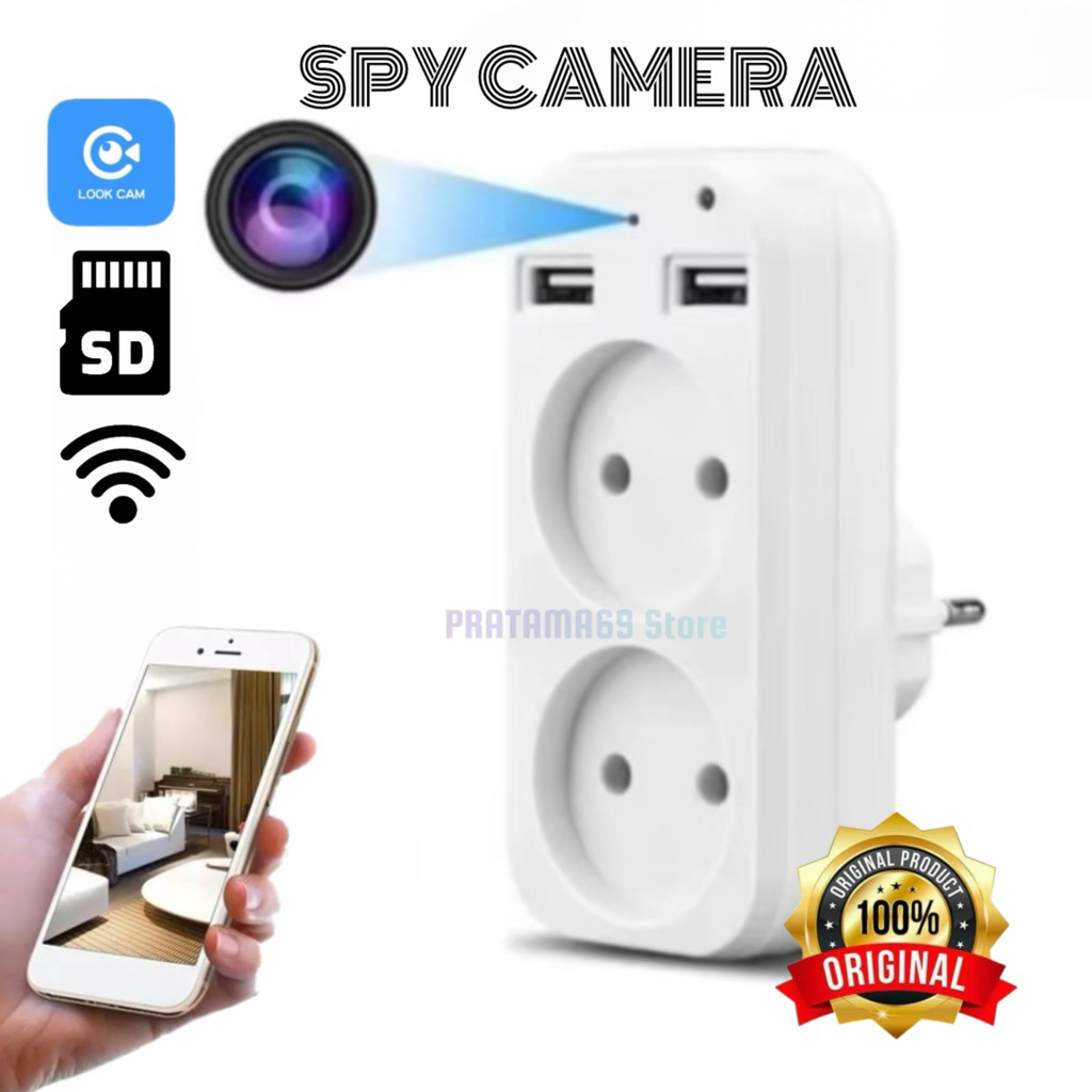 Stop Kontak Listrik Charger USB Camera Wifi CCTV Tersembunyi Power Strip EU Spy Cam