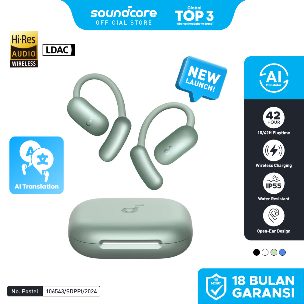 Soundcore by Anker AeroFit 2 OWS Open Ear Earbuds Hi-Res Wireless Audio LDAC AI Translation Clear Ca