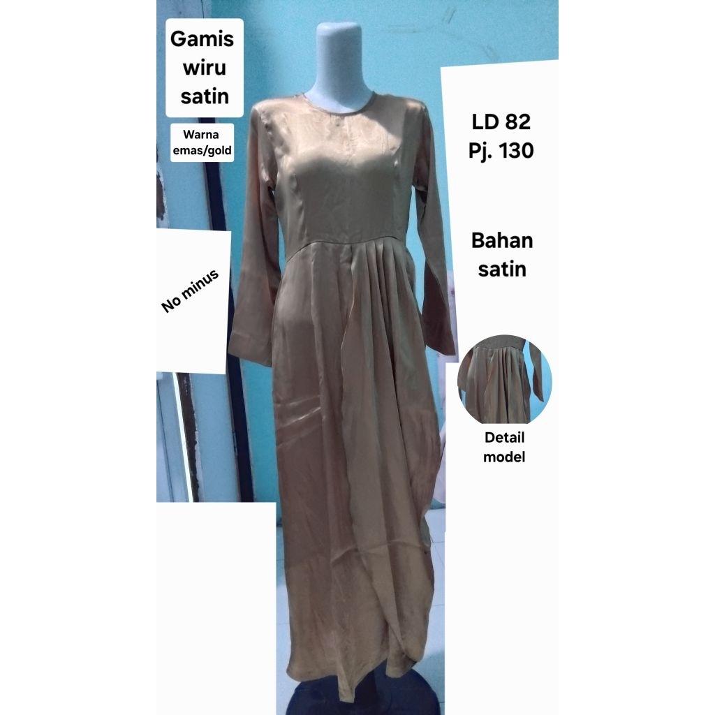 PL Gamis Wiru bahan Satin Warna Gold/Emas