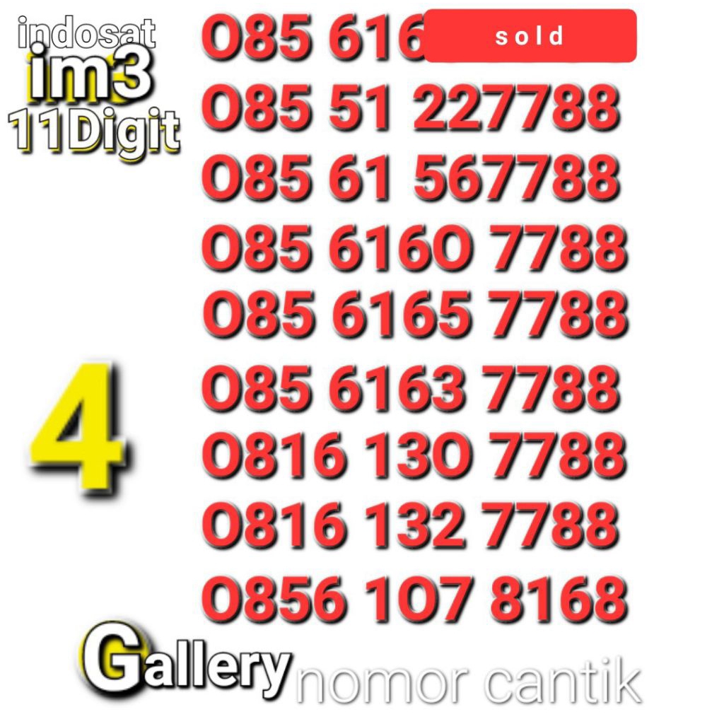 NOMOR CANTIK IM3 11DIGIT 7788 7788