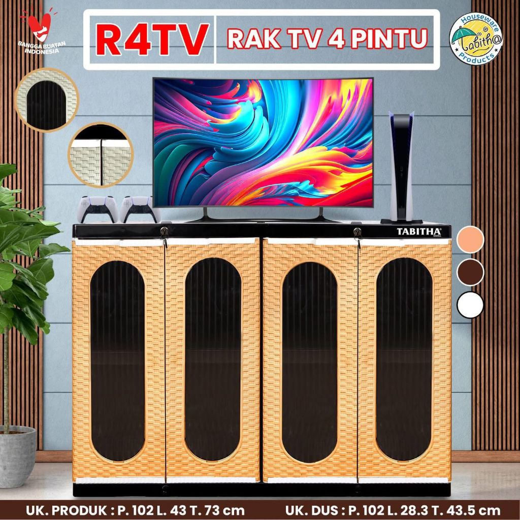 Rak TV tabitha/ Meja TV Rak Buffet TV Minimalis Pintu Kaca Transparan