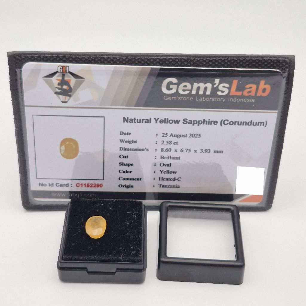 2.58 ct batu permata Natural Yellow Sapphire (Corundum), permata natural yellow sapphire (corundum) 