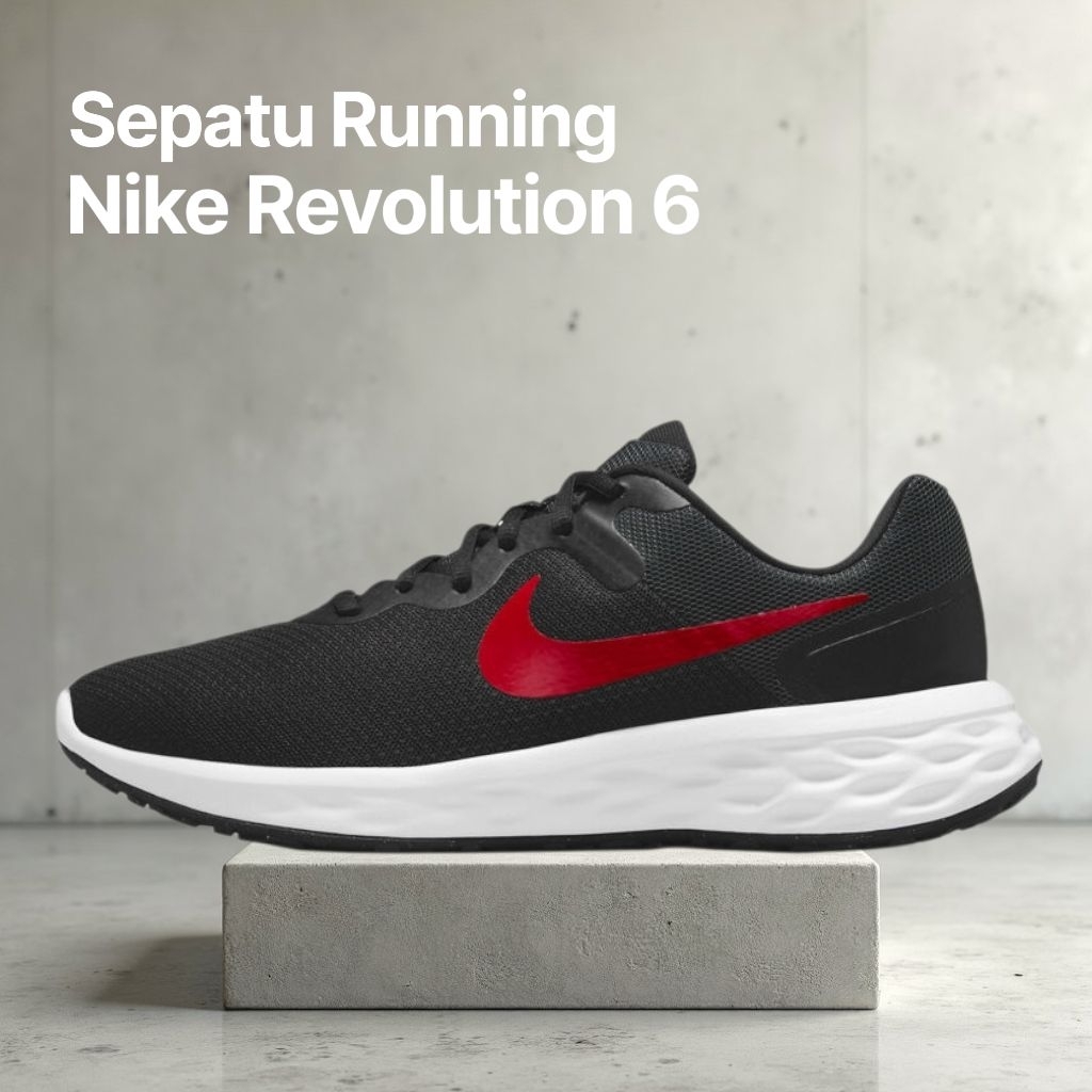 Sepatu Running Nike Revolution 6 Black Pria Original 100%