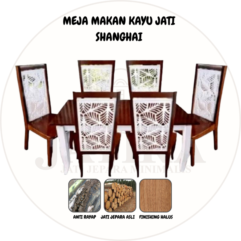 Meja Makan Kayu Jati Shanghai | Meja Makan Jati Asli Jepara Murah Palembang