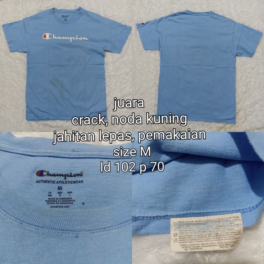 kaos katun Champion | warna biru langit | size M