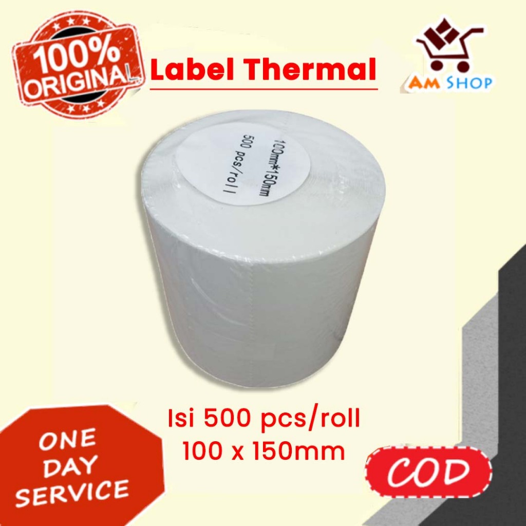 Label Thermal Roll 100x150mm 500pcs - Label Thermal 150x100mm - Kertas Thermal - Label Termal 100x15