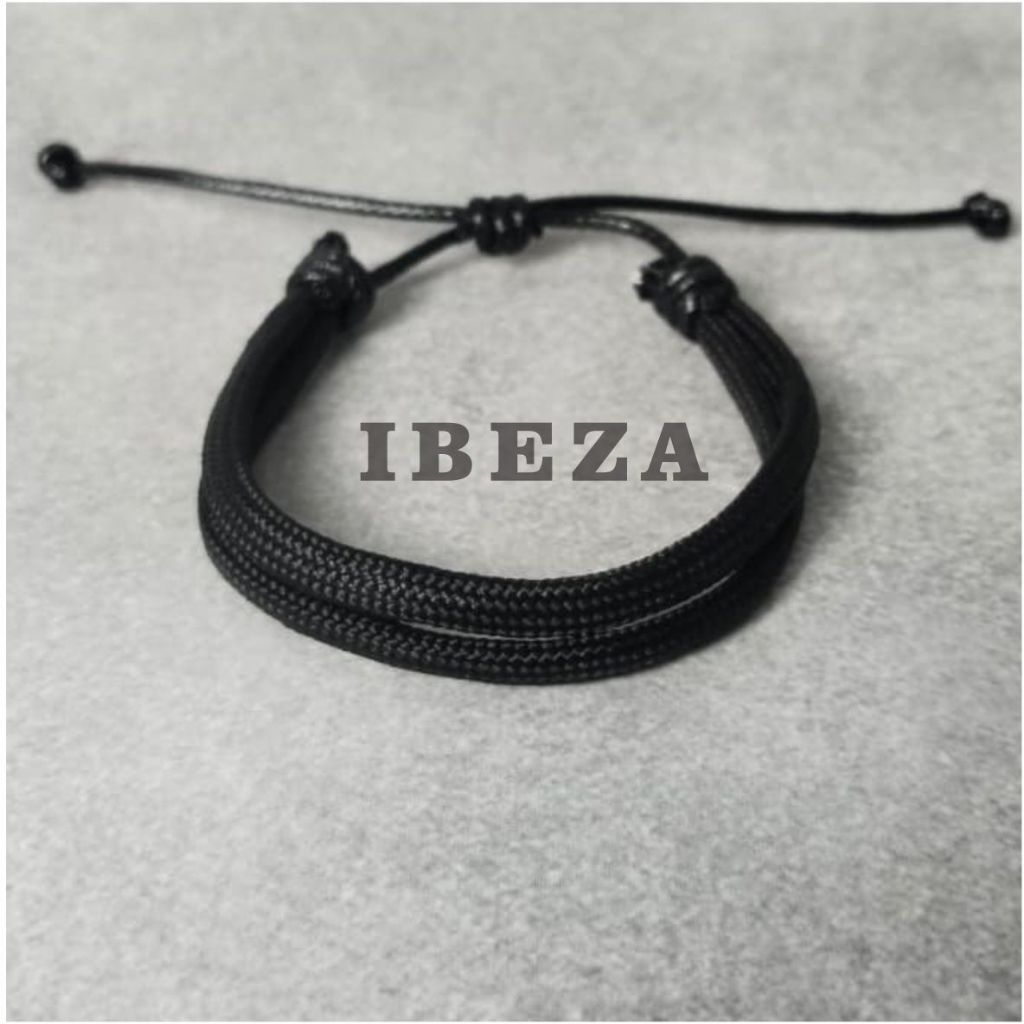 Gelang Tali Hitam Pria Cowok Paracord Aesthetic Keren 4mm Brecelet By Ibeza