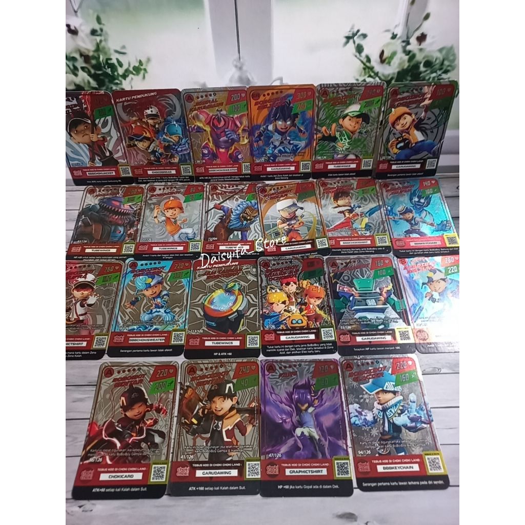 Kartu Mainan Boboboi Boboboy Hologram Emas Silver Perak Feng Fang Warna Warni Bagus Card Kartu Maina