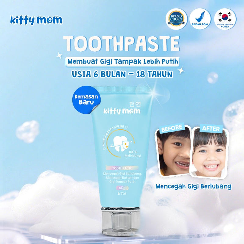 Kitty Mom Toothpaste Pasta Gigi Odol Anak | Pencegah Gigi Berlubang & Karies | Pasta Gigi Bayi Aman 