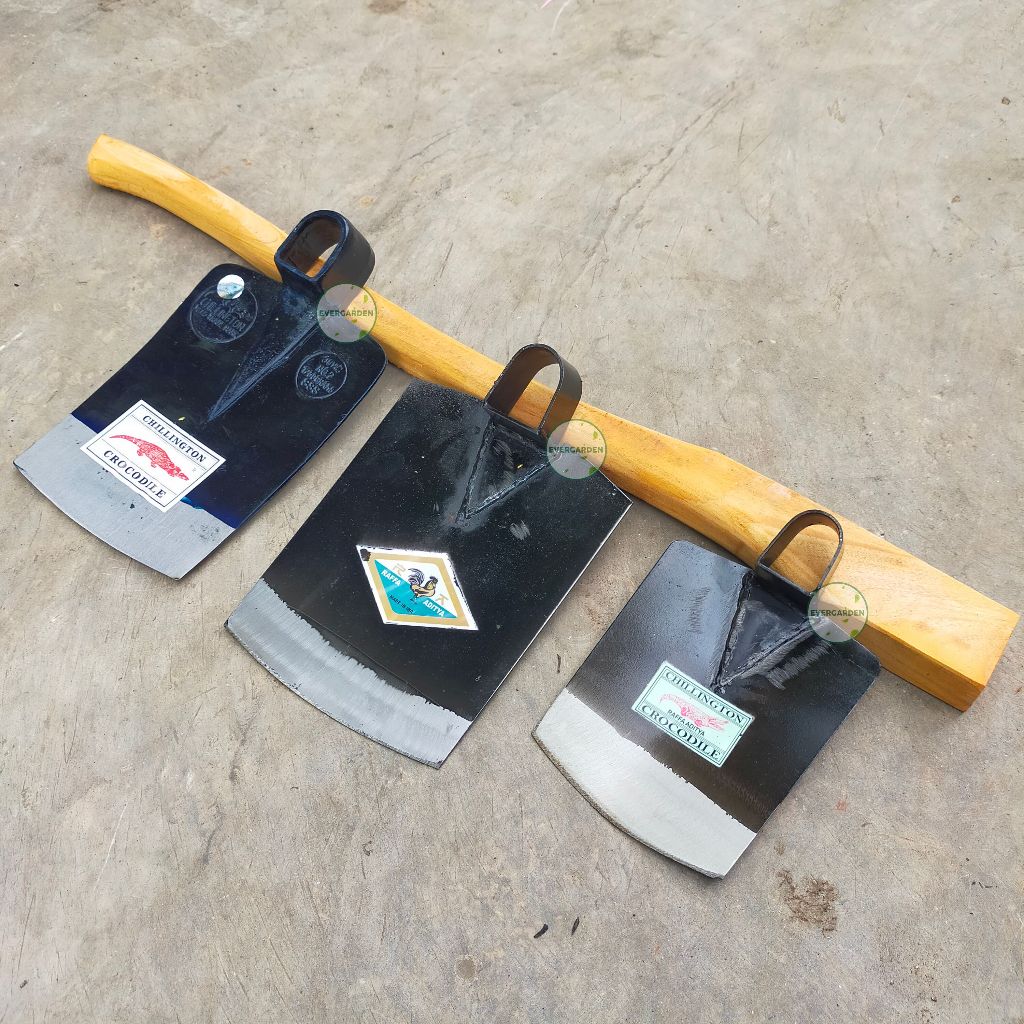 Cangkul Crocodile & Cap Jago + Gagang Cangkul Sawah dan Kebun Bahan Baja