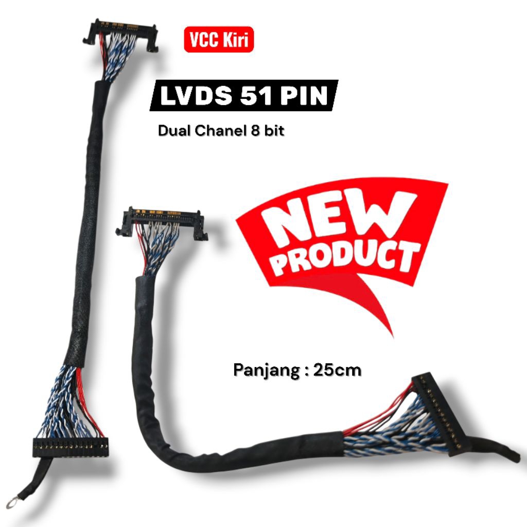 Kabel LVDS 51Pin Vcc Kiri Panjang 25cm Socket FHD