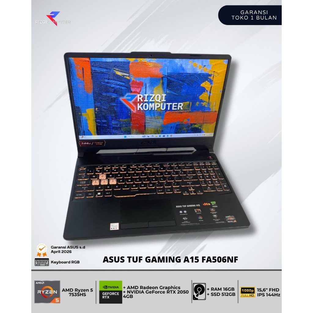 Asus TUF Gaming A15 FA506NF AMD Ryzen 5 7535HS Ram 16GB SSD 512GB sby