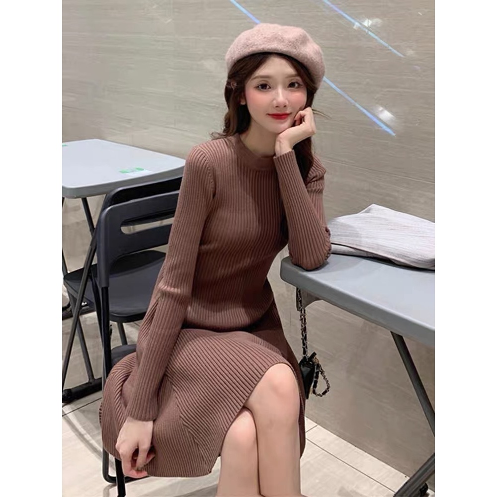 SWEATHER DRESS RAJUT premium tebal import Korean style knit lengan panjang pendek