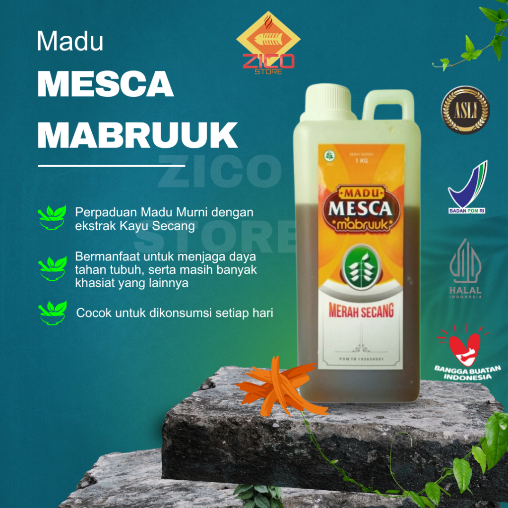 Madu Merah Secang Mabruuk 1 kg Madu Murni