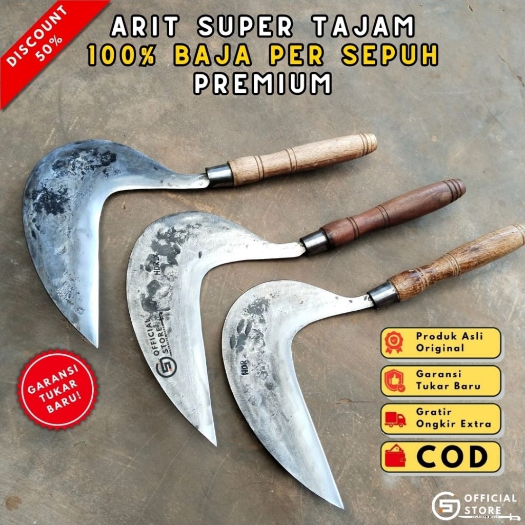 SABIT/ARIT Premium Terbaik ASLI BAJA KHAS GARUT  | Alat Pemangkas Rumput | Alat Pertanian, Perkebuna