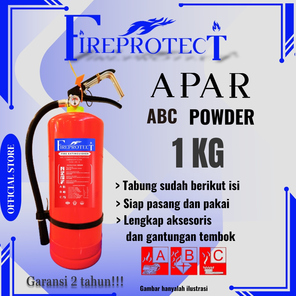 FIRE PROTECT DCP Apar pemadam Dry chemical powder 1kg / apar powder 1 kg