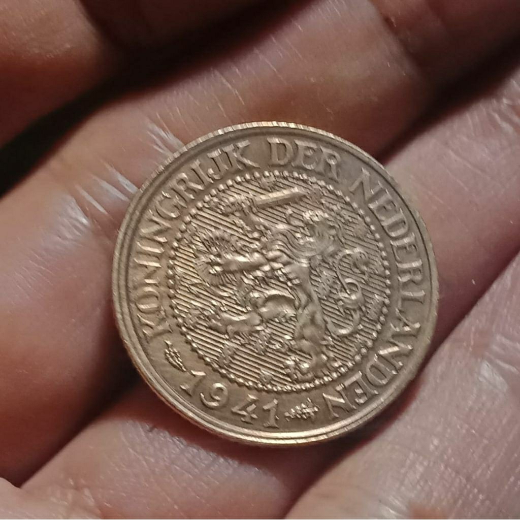 LANGKA LION KONINGRIJK 2,5CENT GULDEN 1941 ERA WIHELMINA BELANDA DETAIL BAGUS KOLEKSI Coin Kuno BANY