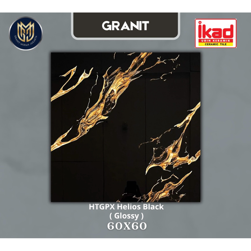 Granit 60x60 hitam motif HTGPX helios black ikad - Glossy