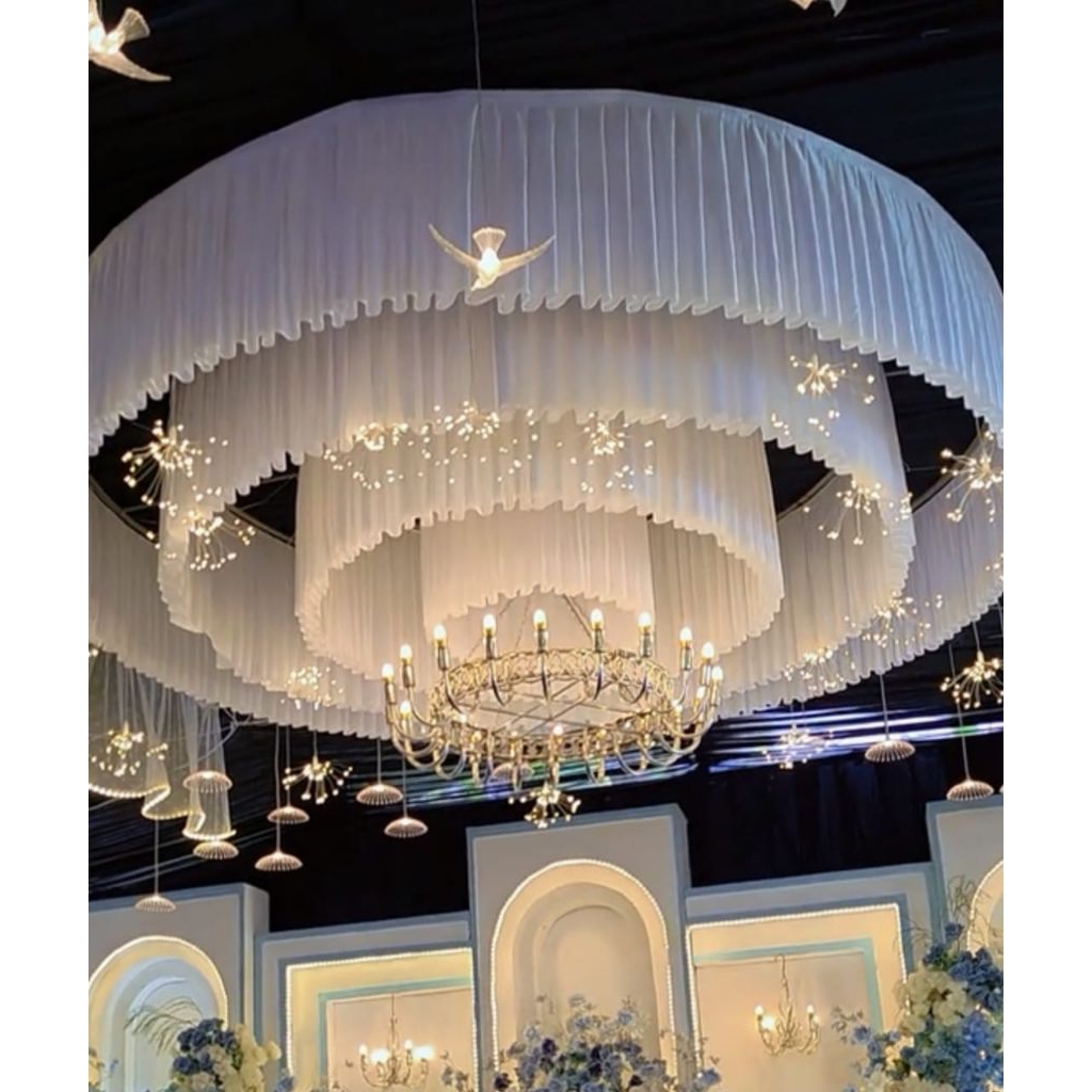 Skriting Plafon Arus Dekorasi Tenda, Kain Filamin Abutay, Lebar 63cm.