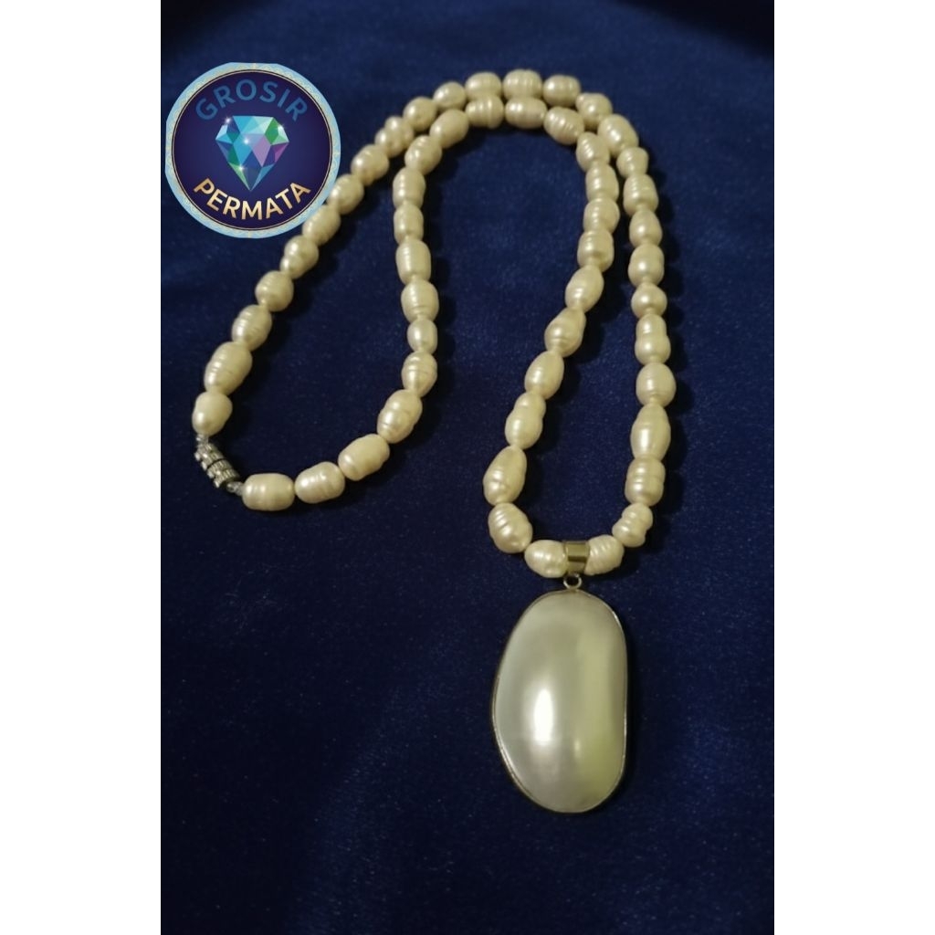 kalung mutiara asli air tawar liontin kerang