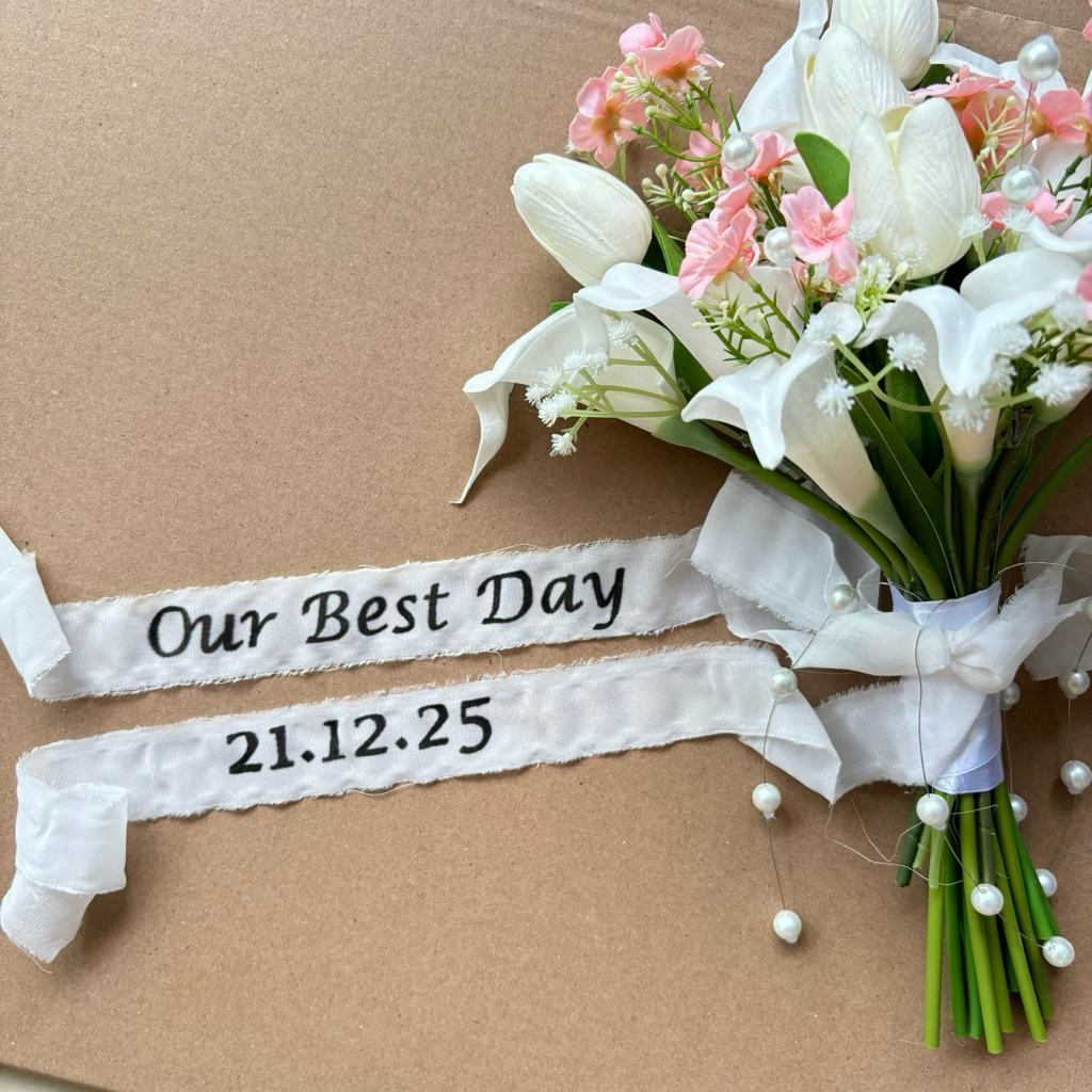Pita Hand Bouquet Custom Nama / Tanggal / Quotes – Wedding Bouquet Rustic