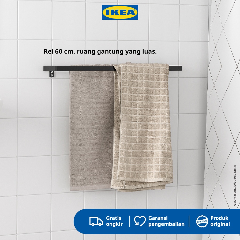 IKEA SKOGSVIKEN Gantungan Handuk Hitam 60cm