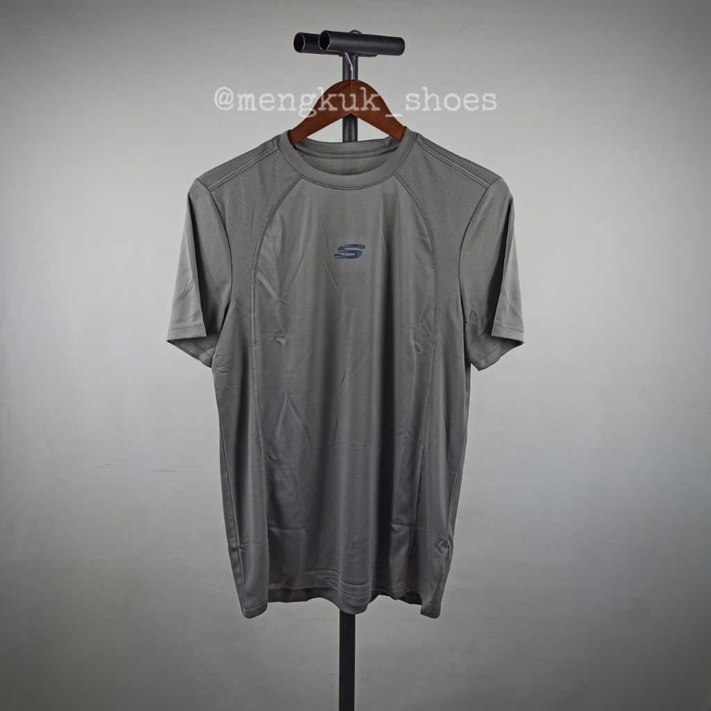 Kaos Run Skechers Men Tee GREY LOGO size M L XL - KAOS RUNNING TENNIS PADEL SPORTY POLIESTER