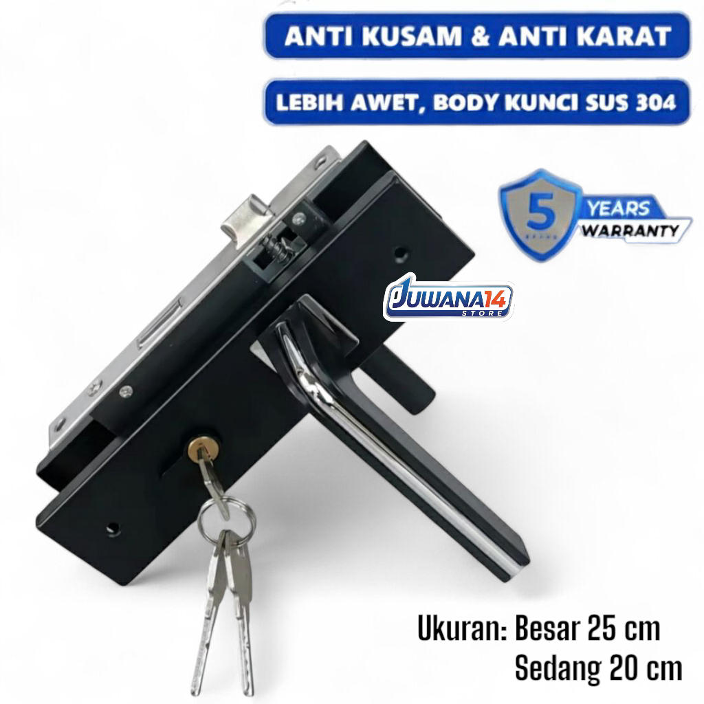 Handle Pintu Kamar Rumah Minimalis Warna Hitam List Chrome Gagang Pintu Rumah Anti Maling