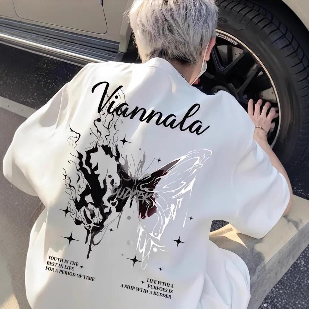 Mode Korea kupu-kupu kaos pria wanita T-shirt baju oversize t shirt distro