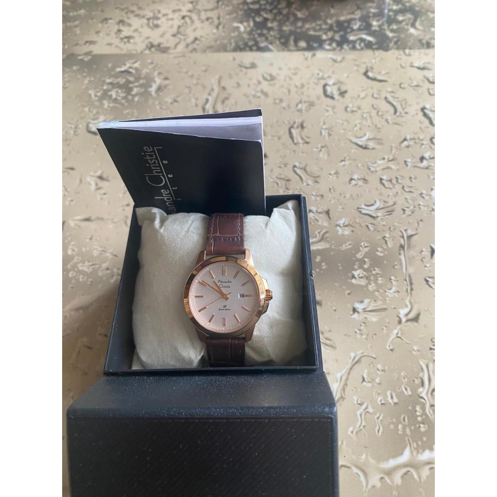 Jam Tangan Wanita Alexandre Christie AC 1017 LD Strap Tali Kulit Original Cewek