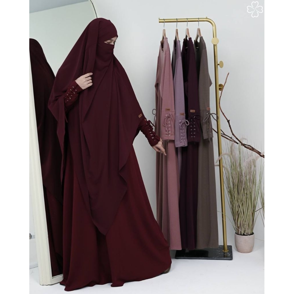 [Ready Stok] Gamis Premium Terbaru Happiness Knit Abaya by Mahira Indonesia murah kekinian motif pol