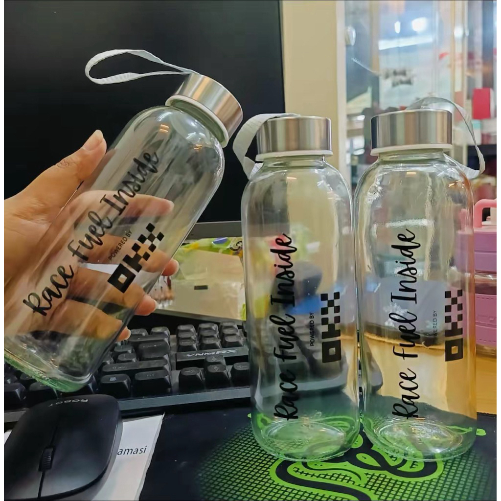 BOTOL TUMBLER BENING COSTUM  420 ML / SOUVENIR BOTOL KACA / SOUVENIR PERNIKAHAN CUSTOM / SOUVENIR KA