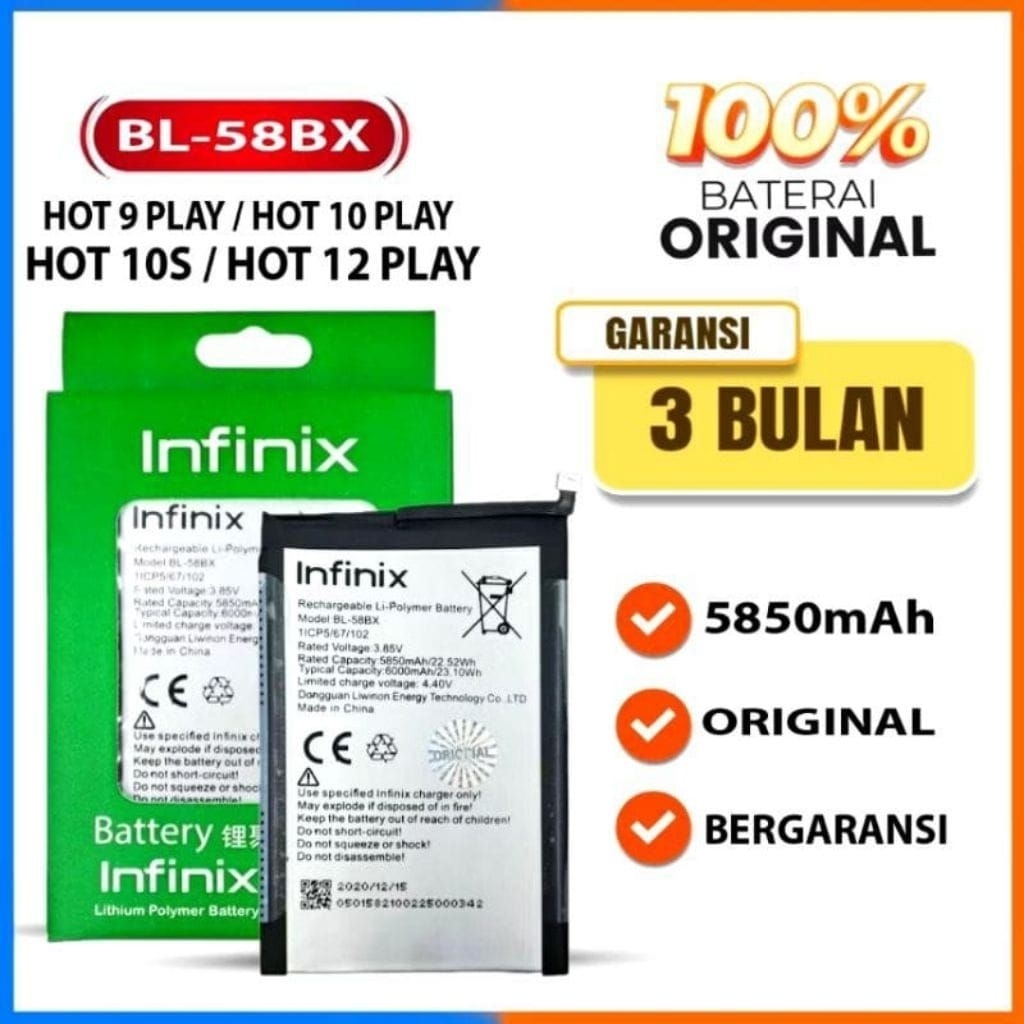 Baterai Batre Batrai Infinix BL58BX Batu Hot 10s / Hot 9 Play / Hot 10 Play / Hot 11 Play / Hot 12 P