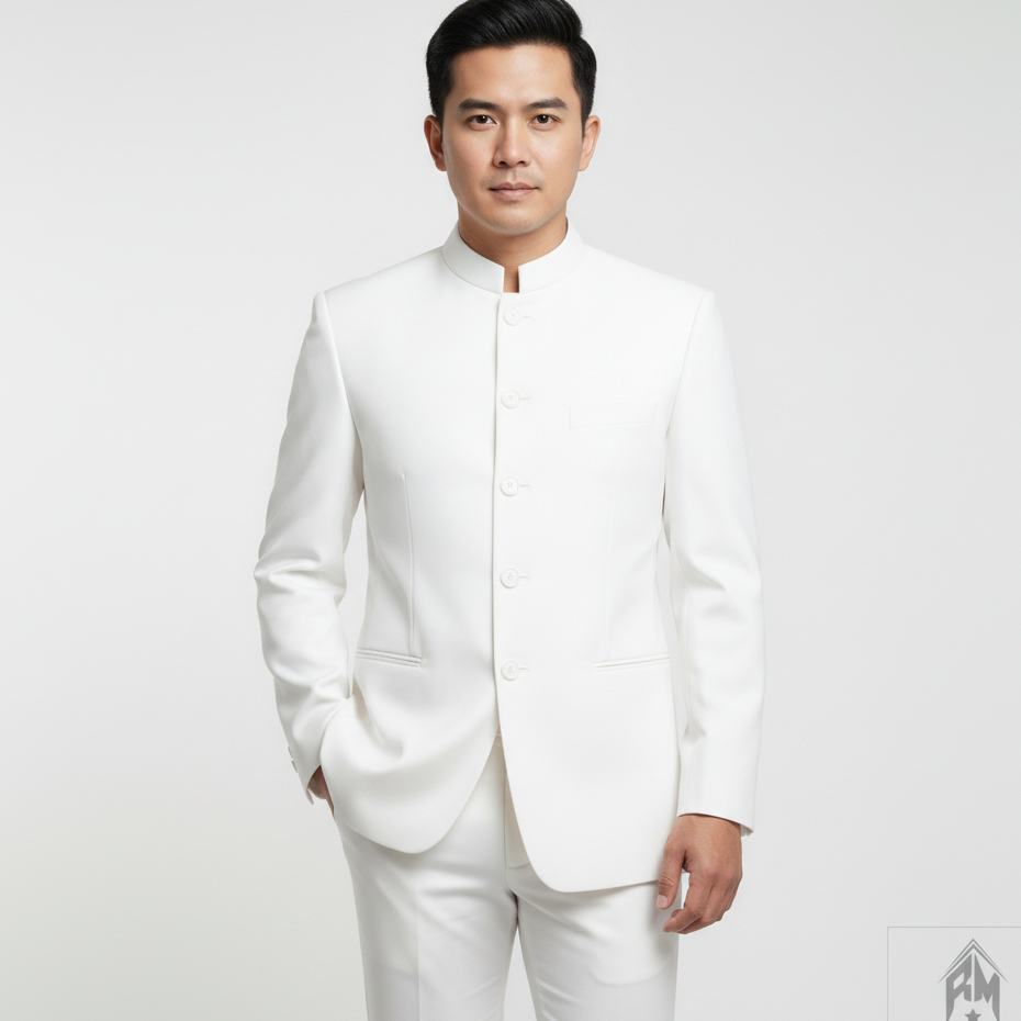 RM Fashions Jasko Putih Polos Jas Koko Mandarin Pria Dewasa Lengan Panjang Baju Atasan Muslim