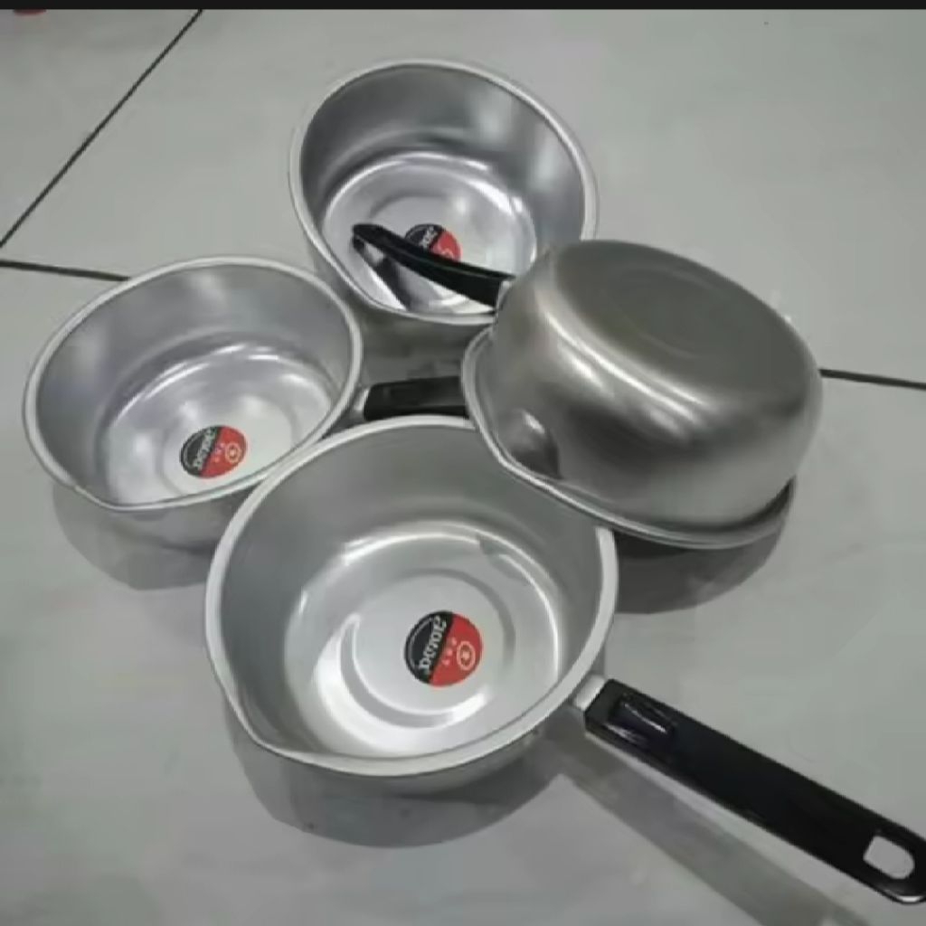 Panci Susu Aluminium Jawa  | Panci Kecil Serbaguna Gagang Hitam | Panci Air & Saus| Panci Jawa maspi