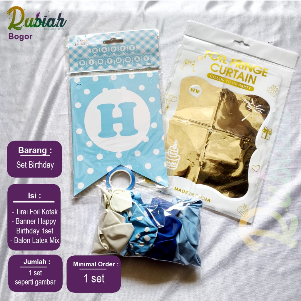 Set birthday / Paket Ulang Tahun Tirai Foil Banner Balon